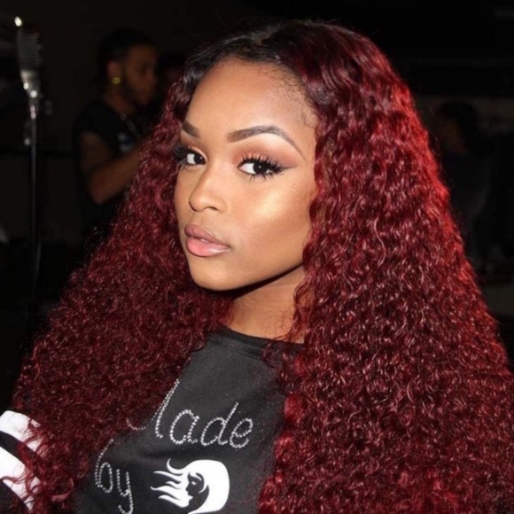 26inch 99J Ombre Burgundy DEEP WAVY Lace Front Wig NEW